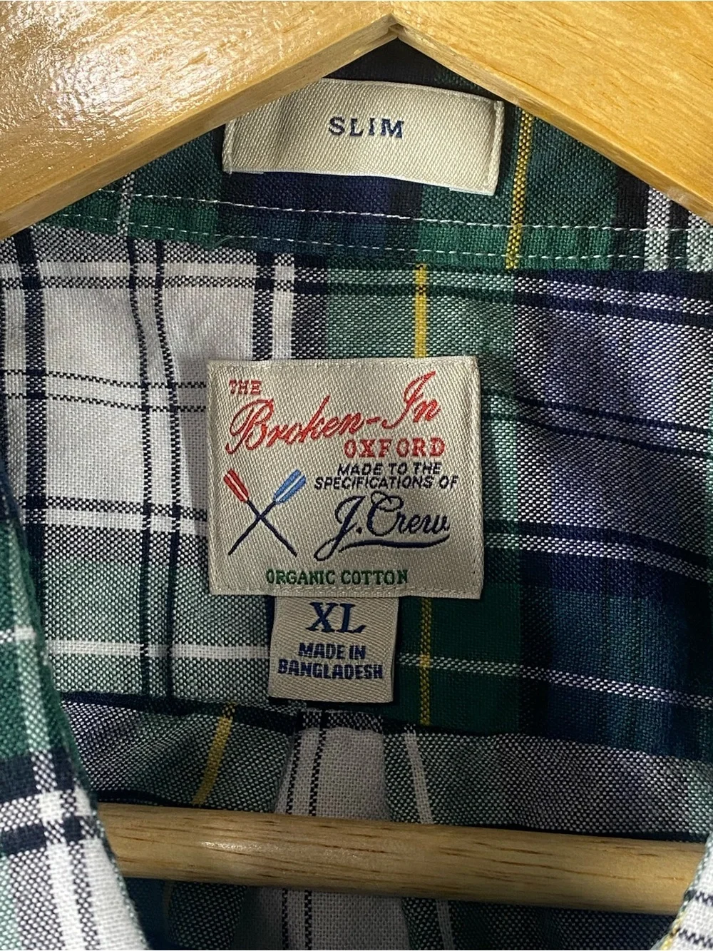J. Crew shirt men’s XL slim fit green The broken Oxford organic cotton long slv.